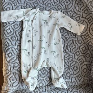 Carter's White Waffle Knit Baby Onesie with Green Accents